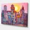 Designart - Street Scene In Old Town With Colorful Buildings - Mid-Century Modern Canvas Wall Art Print